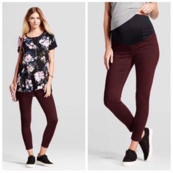 NWT Ingrid & Isabel Maternity Red Corduroy Skinny Jeans - Picture 1 of 5